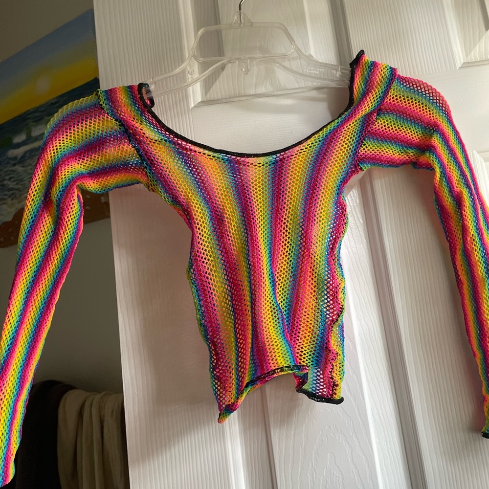 Rainbow mesh Rave top